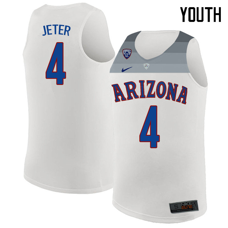 2018 Youth #4 Chase Jeter Arizona Wildcats College Basketball Jerseys Sale-White